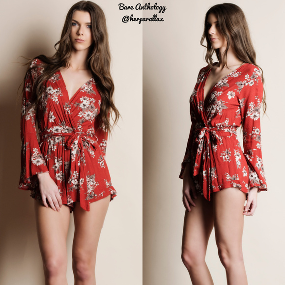 Bare Anthology Pants - Rust Floral Romper